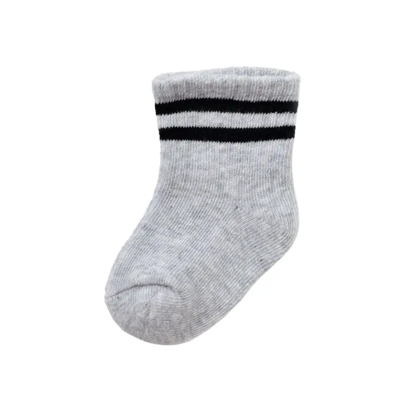 Bibaby Organik Çorap Soket Çizgili Gri - 1