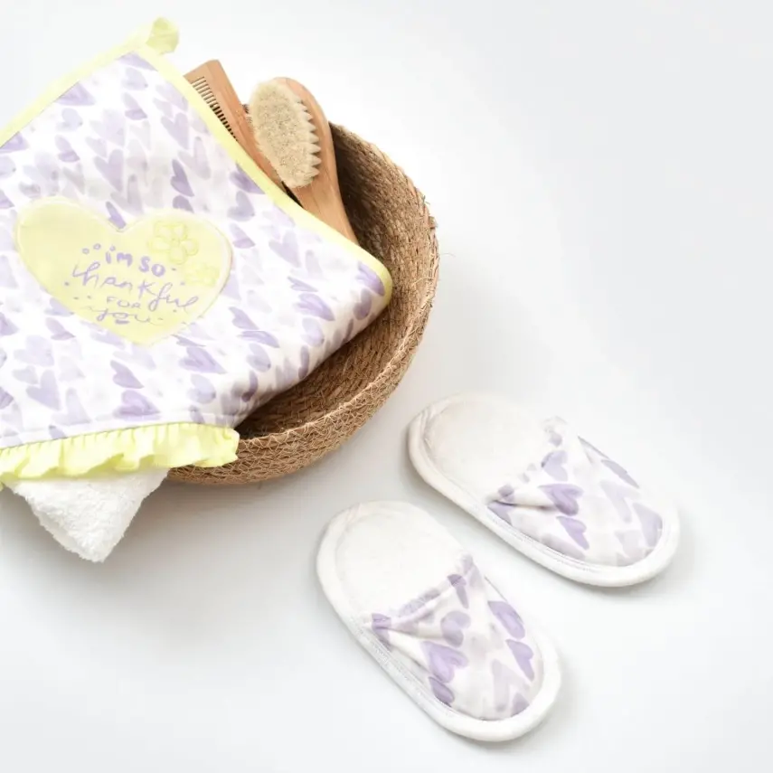 Bibaby Organik Havlu Takımı Love You Baby Yellow Lavender - 5