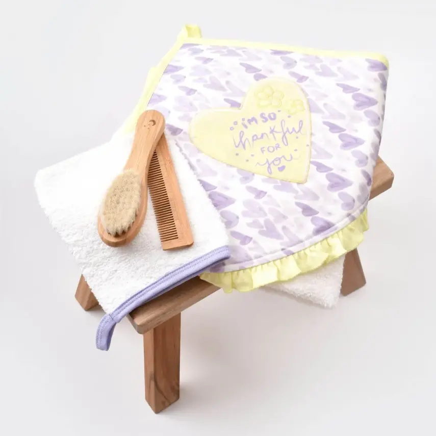 Bibaby Organik Havlu Takımı Love You Baby Yellow Lavender - 7