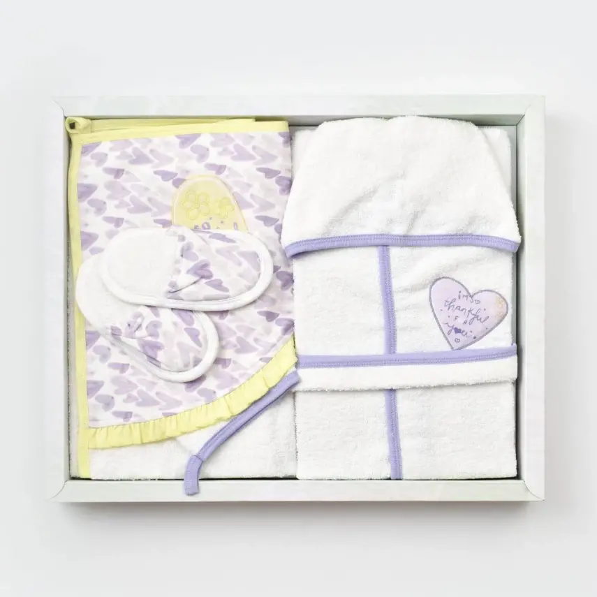 Bibaby Organik Havlu Takımı Love You Baby Yellow Lavender - 10