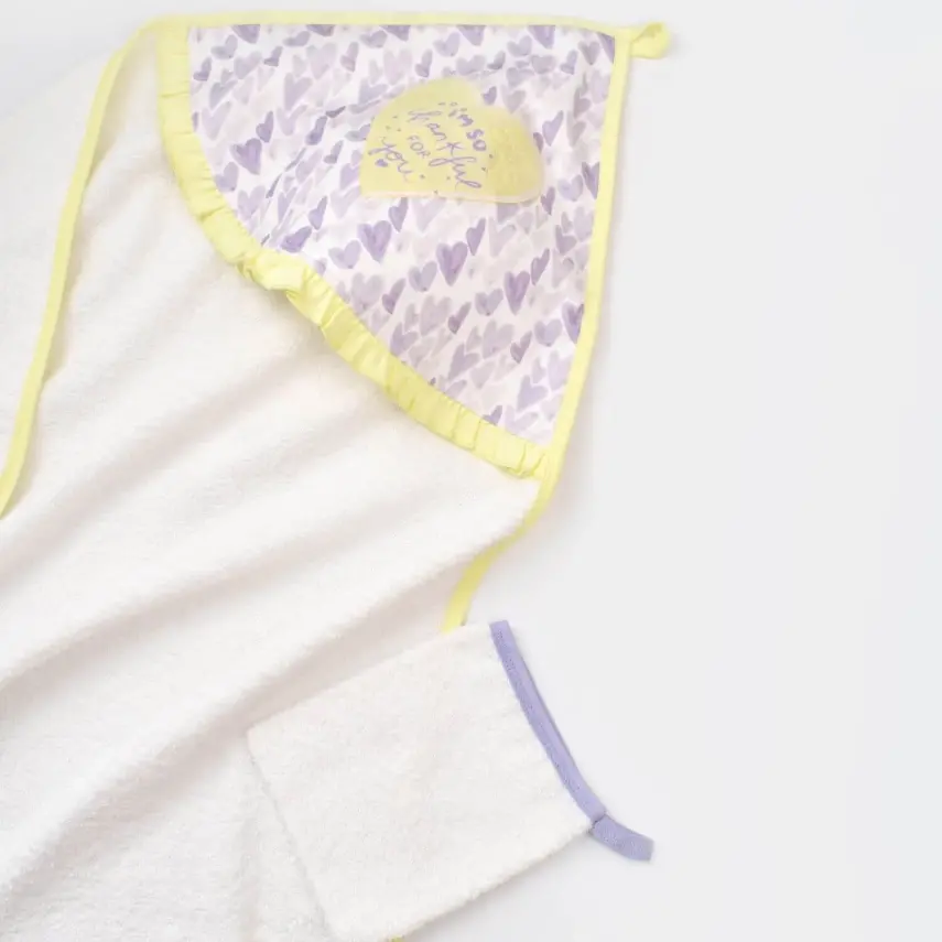 Bibaby Organik Havlu Takımı Love You Baby Yellow Lavender - 4