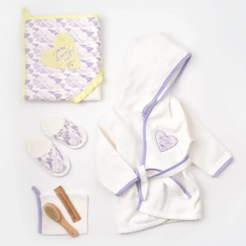 Bibaby Organik Havlu Takımı Love You Baby Yellow Lavender - 1