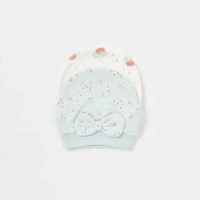 Bibaby Organik Şapka 2li Pretty Ears Bunny Mint - Ekru