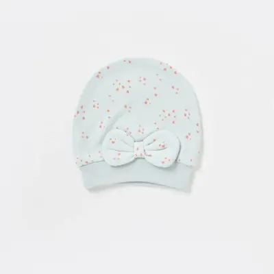 Bibaby Organik Şapka 2li Pretty Ears Bunny Mint - Ekru (1)