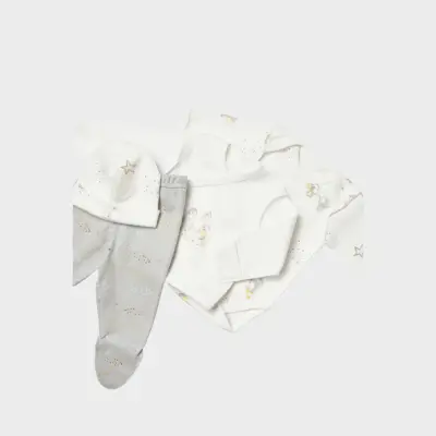 Bibaby Organik Zıbın Takımı 4lü Prematüre Penguin Club Ekru - Gri - 5