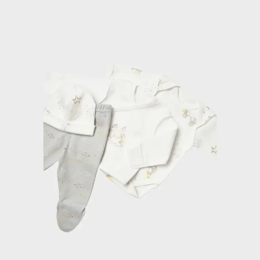 Bibaby Organik Zıbın Takımı 4lü Prematüre Penguin Club Ekru - Gri - 5