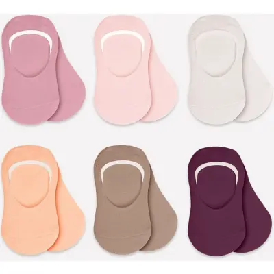 Bibaby Unisex Çorap Babet 6lı Silikonlu Gül Kurusu