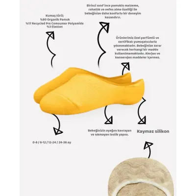 Bibaby Unisex Çorap Babet 6lı Silikonlu Gül Kurusu (1)