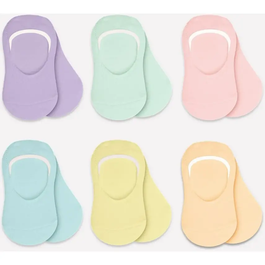 Bibaby Unisex Çorap Babet 6lı Silikonlu Pastel - 1