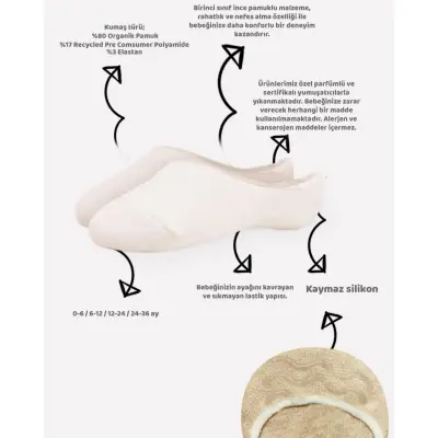 Bibaby Unisex Çorap Babet Silikonlu Bistyle 6lı Toprak (1)