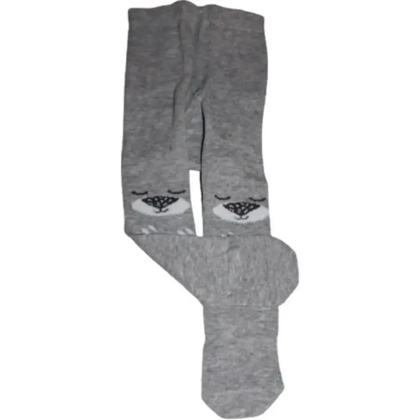 Bibaby Unisex Çorap Külotlu Desenli Gri - Ayı - 5
