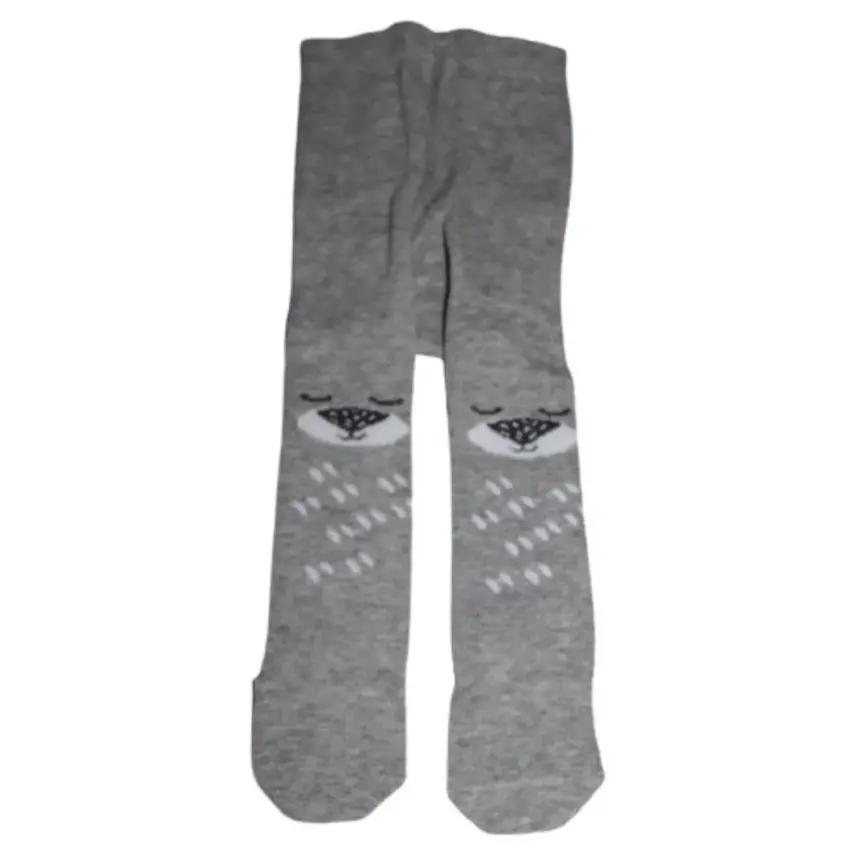 Bibaby Unisex Çorap Külotlu Desenli Gri - Ayı - 2