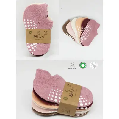 Bibaby Unisex Çorap Sneakers Bistyle 6lı Kaymaz Penye Gül Kurusu - 10