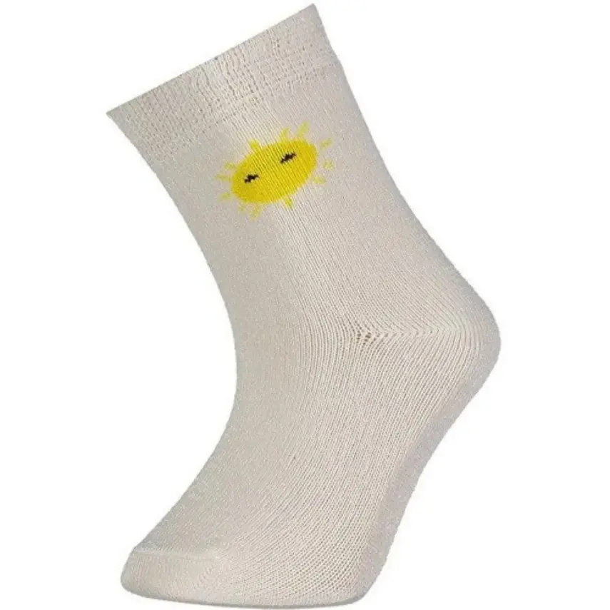 Bibaby Unisex Çorap Soket 2li Desenli Bamboo Sarı - Ekru - 2