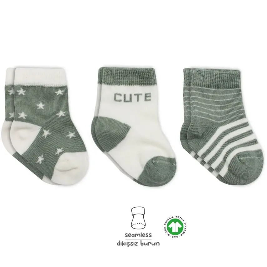 Bibaby Unisex Çorap Soket 3lü Penye Stars Bistyle Nil - 1
