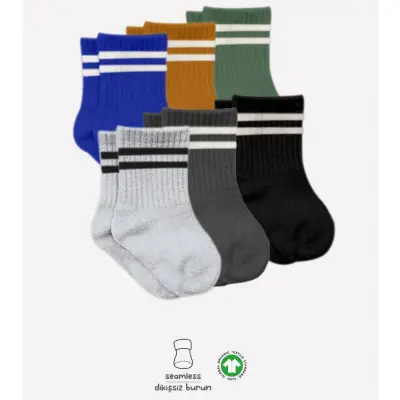 Bibaby Unisex Çorap Soket Bistyle 6lı Penye Çemberli Haki