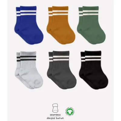 Bibaby Unisex Çorap Soket Bistyle 6lı Penye Çemberli Haki - 2
