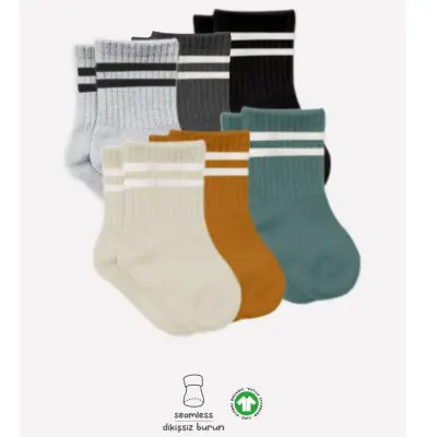 Bibaby Unisex Çorap Soket Bistyle 6lı Penye Çemberli Hardal