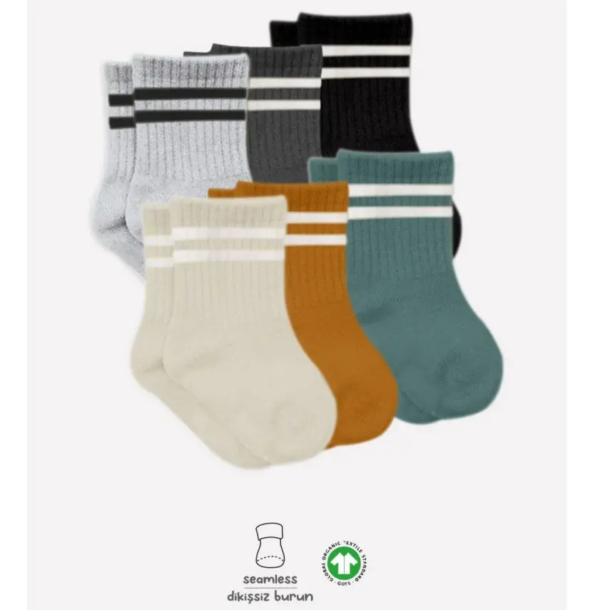 Bibaby Unisex Çorap Soket Bistyle 6lı Penye Çemberli Hardal - 1