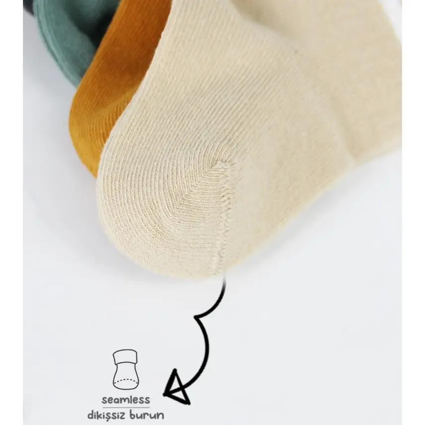 Bibaby Unisex Çorap Soket Bistyle 6lı Penye Çemberli Hardal - 6
