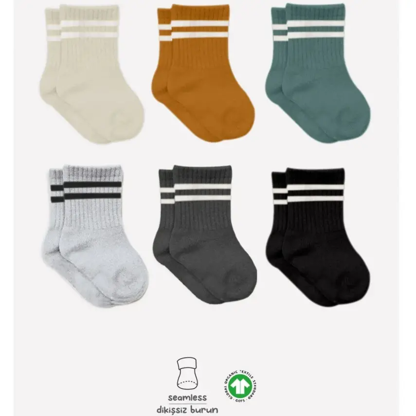 Bibaby Unisex Çorap Soket Bistyle 6lı Penye Çemberli Hardal - 3