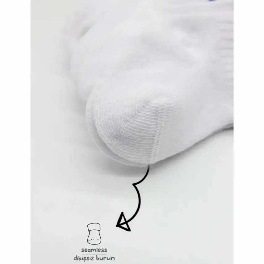 Bibaby Unisex Çorap Soket Bistyle 6lı Penye Çemberli Kırmızı - Beyaz - 2