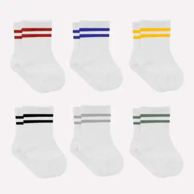 Bibaby Unisex Çorap Soket Bistyle 6lı Penye Çemberli Kırmızı - Beyaz - 13