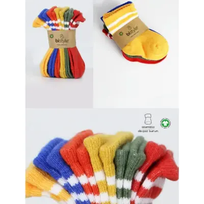 Bibaby Unisex Çorap Soket Bistyle 6lı Penye Çemberli Sarı - 11