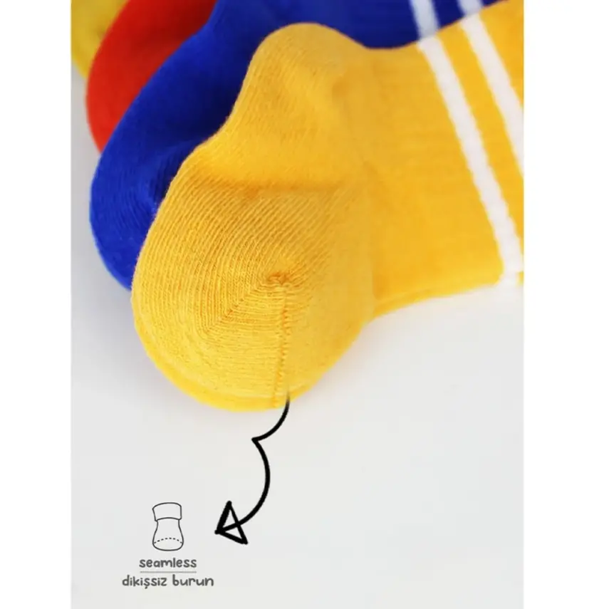 Bibaby Unisex Çorap Soket Bistyle 6lı Penye Çemberli Sarı - 9