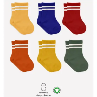 Bibaby Unisex Çorap Soket Bistyle 6lı Penye Çemberli Sarı