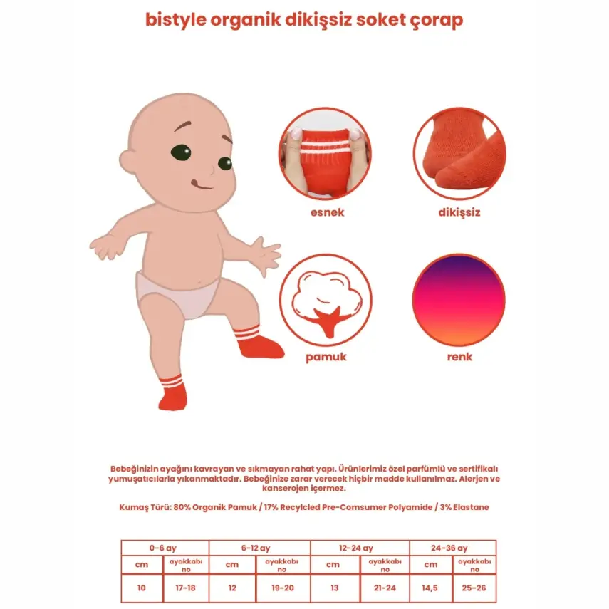 Bibaby Unisex Çorap Soket Bistyle 6lı Penye Çemberli Siyah - Beyaz - 4