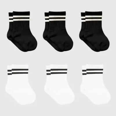 Bibaby Unisex Çorap Soket Bistyle 6lı Penye Çemberli Siyah - Beyaz - 3