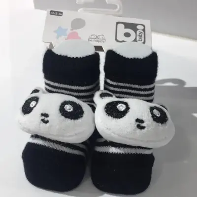 Bibaby Unisex Çorap Soket Çıngıraklı Panda (1)
