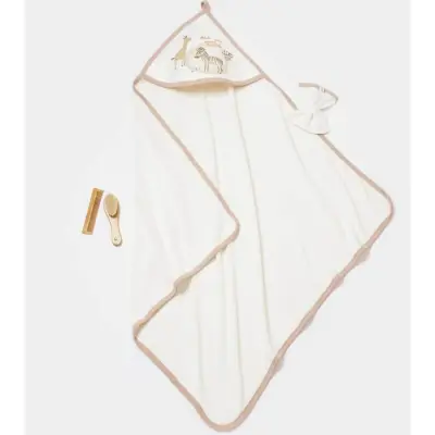 Bibaby Unisex Havlu Animals Kingdom 75x75cm Ekru - Bej (1)