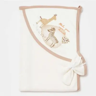 Bibaby Unisex Havlu Animals Kingdom 75x75cm Ekru - Bej