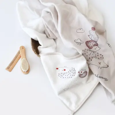 Bibaby Unisex Havlu Takımı Müslin Bambu Clouds Are Happy Bej - 5