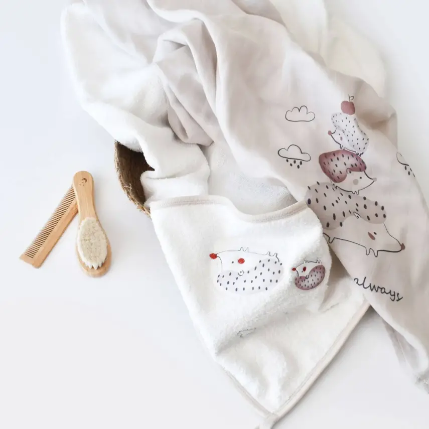 Bibaby Unisex Havlu Takımı Müslin Bambu Clouds Are Happy Bej - 5