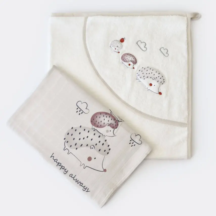 Bibaby Unisex Havlu Takımı Müslin Bambu Clouds Are Happy Bej - 1