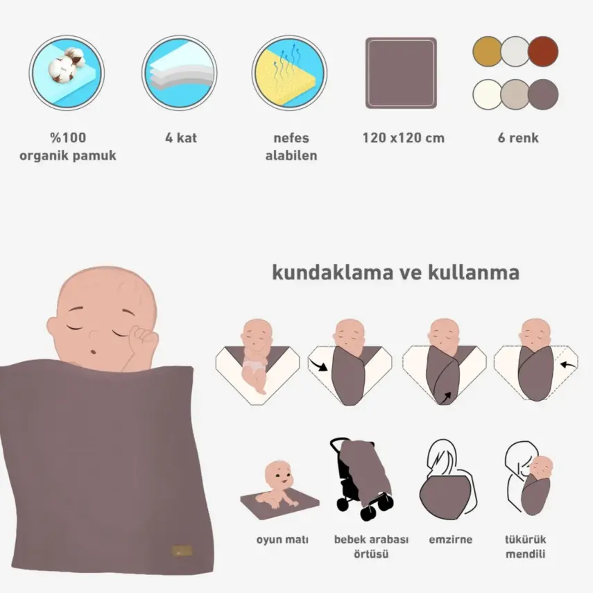 Bibaby Unisex Müslin Örtü Bistyle Ekru - 2