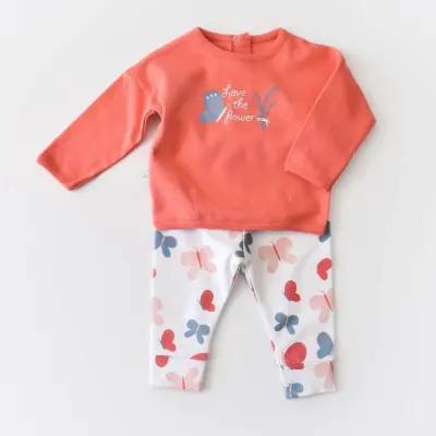 Bibaby Unisex Organik 2li Takım Wild Flowers Coral