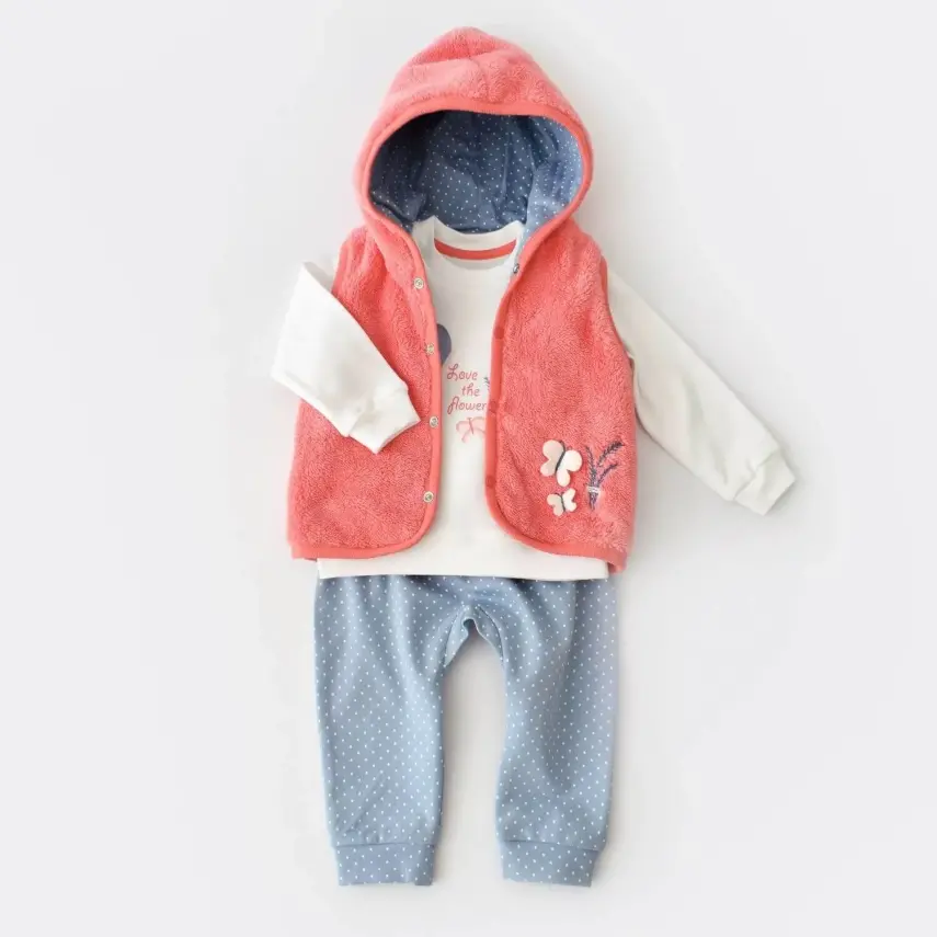 Bibaby Unisex Organik 3lü Takım Wild Flowers Coral - 9