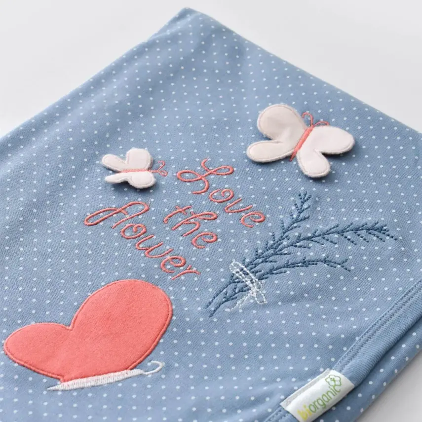 Bibaby Unisex Organik Battaniye Wild Flowers Spring Blue - 2