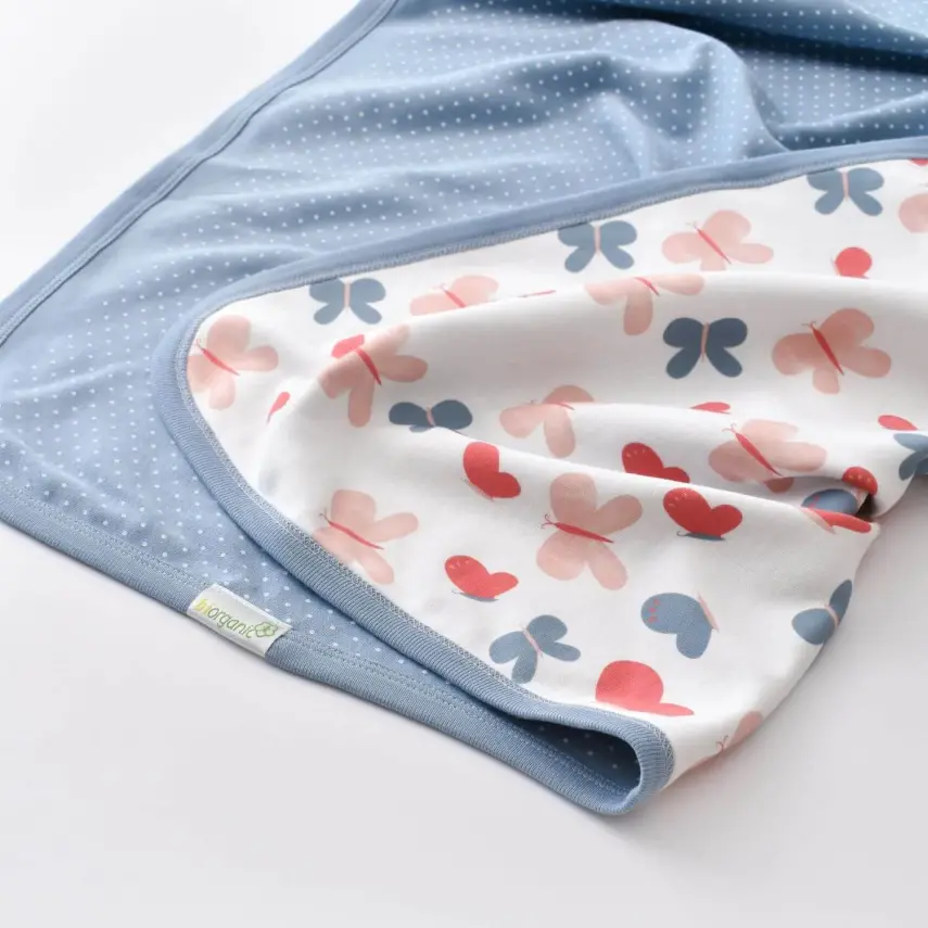 Bibaby Unisex Organik Battaniye Wild Flowers Spring Blue - 3