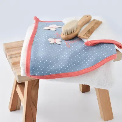 Bibaby Unisex Organik Bebek Bornoz Takımı Wild Flowers Coral (1)