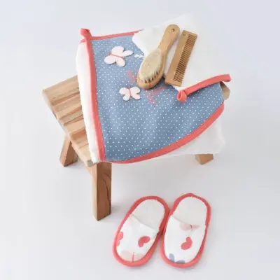 Bibaby Unisex Organik Bebek Bornoz Takımı Wild Flowers Coral - 8