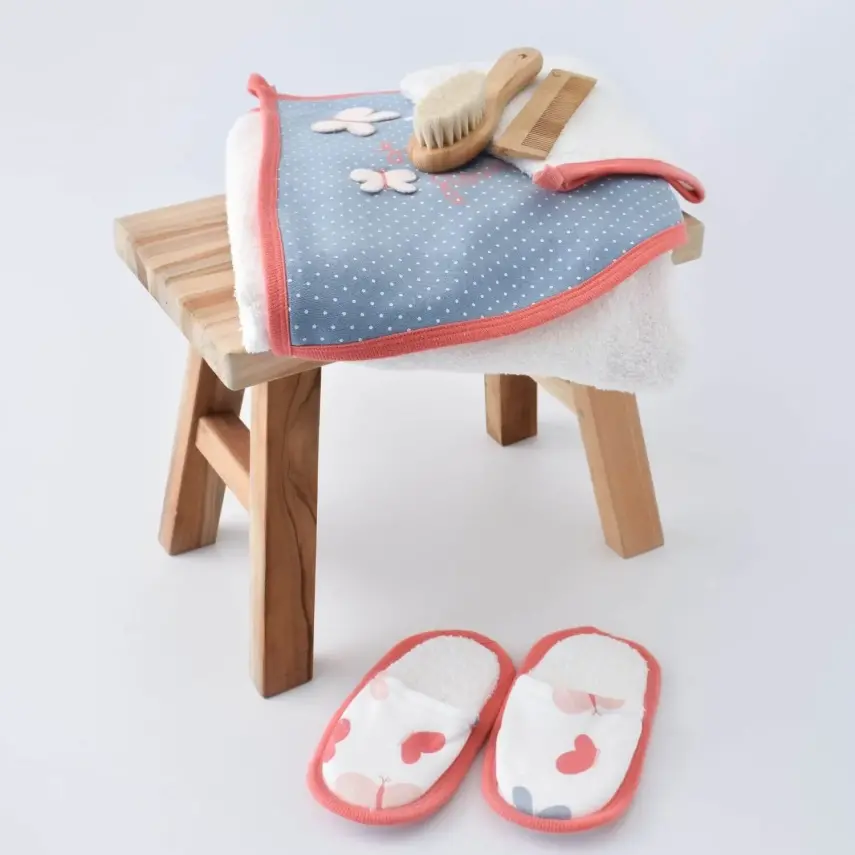 Bibaby Unisex Organik Bebek Bornoz Takımı Wild Flowers Coral - 9