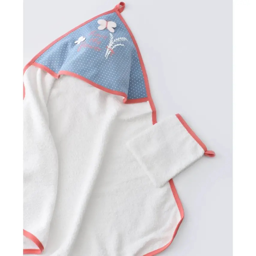 Bibaby Unisex Organik Bebek Bornoz Takımı Wild Flowers Coral - 4