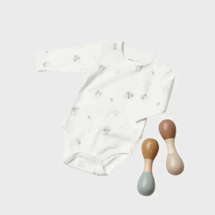 Bibaby Unisex Organik Body Uzun Kol Love Our Earth Yeşil - 1