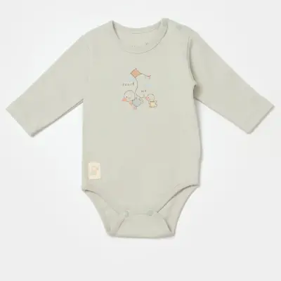 Bibaby Unisex Organik Body Uzun Kol Teach Me Kırmızı - Kahverengi - Mint - 3