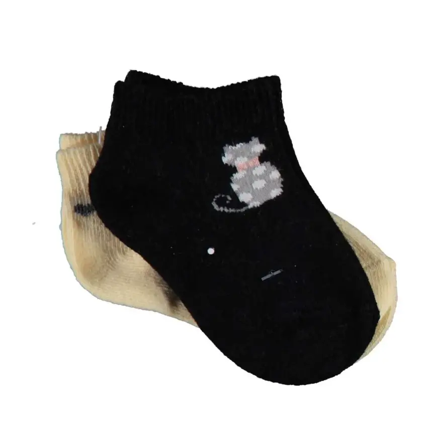 Bibaby Unisex Organik Çorap Soket 2li Cat Sarı - Siyah - 1